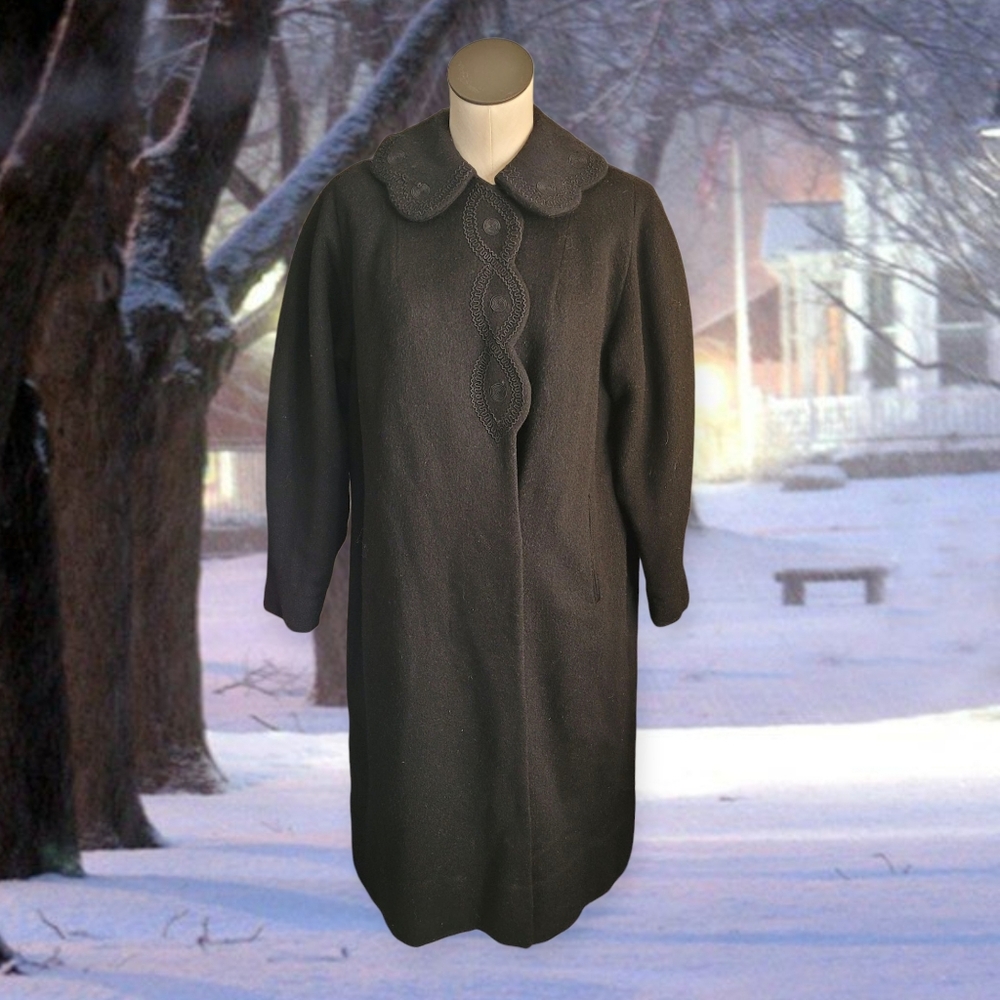Vintage Black Mid-Century Modern Coat